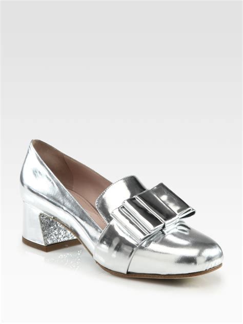 miu miu glitter bow pumps|Glitter pumps Silver .